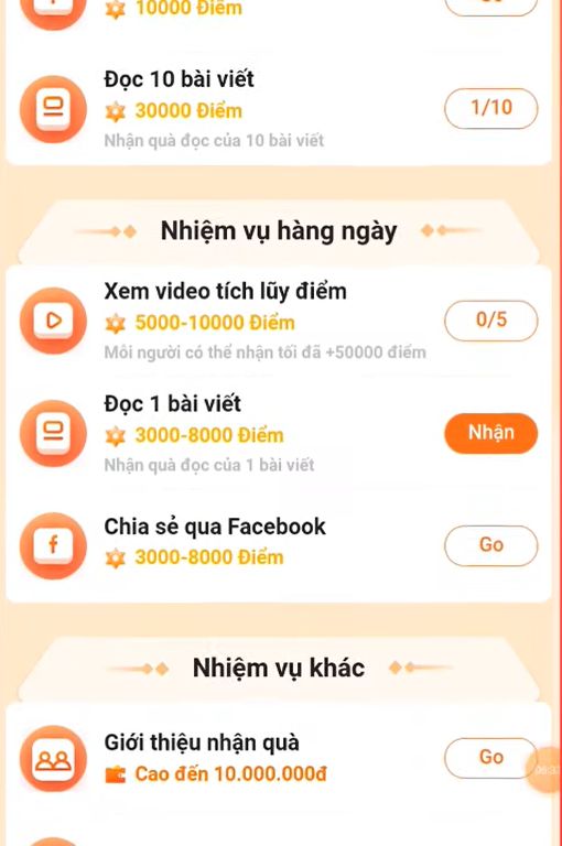 App đọc báo kiếm tiền miễn phí Go Daily app, min rút chỉ 1k